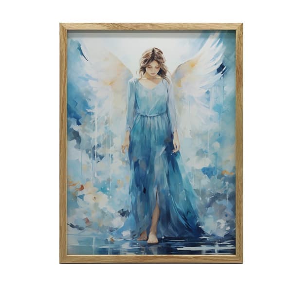 Blue Beauty: Angel Watercolor Blue Beauty: Angel Watercolor, 70x100 cm, guld aluminiumram, 230 gsm matt papper