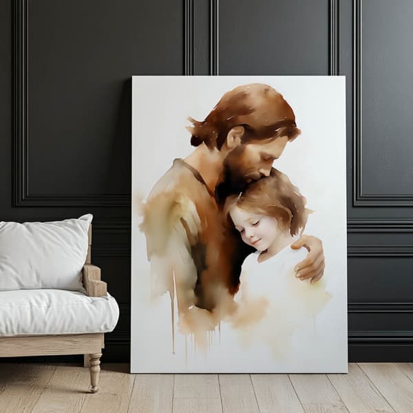 Safe Arms - Jesus with Little Boy Safe Arms - Jesus with Little Boy, 30x40 cm, uindrammet, 230 gsm mat papir