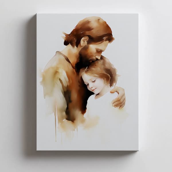 Safe Arms - Jesus with Little Boy Safe Arms - Jesus with Little Boy, 60x90 cm, guld aluminiumram, 230 gsm matt papper