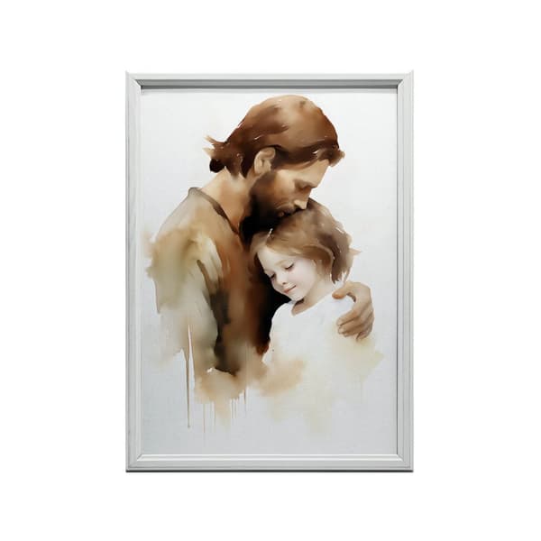 Safe Arms - Jesus with Little Boy Safe Arms - Jesus with Little Boy, 60x90 cm, guld aluminiumram, 230 gsm matt papper