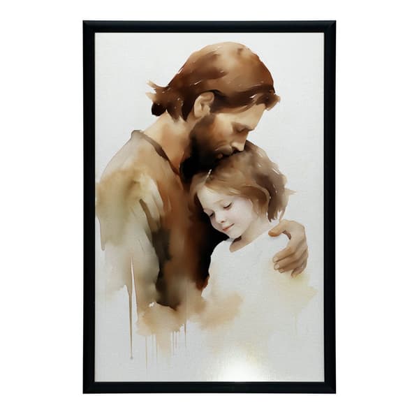Safe Arms - Jesus with Little Boy Safe Arms - Jesus with Little Boy, 60x90 cm, guld aluminiumram, 230 gsm matt papper