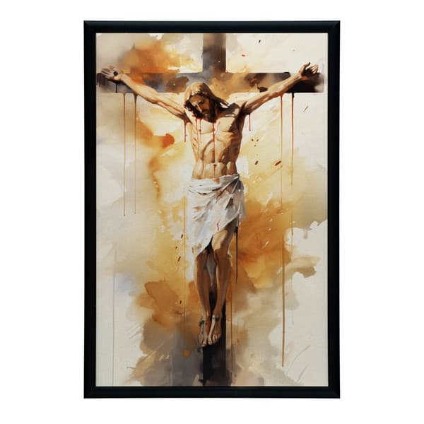 Kärlek på korset - Jesus som dör på korset Kärlek på korset - Jesus som dör på korset, 60x90 cm, ram i guld aluminium, 230 gsm matt papper