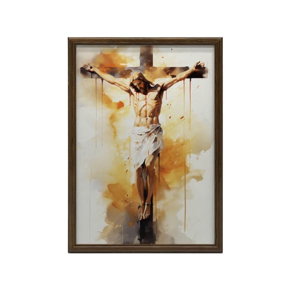 Kärlek på korset - Jesus som dör på korset Kärlek på korset - Jesus som dör på korset, 60x90 cm, ram i guld aluminium, 230 gsm matt papper