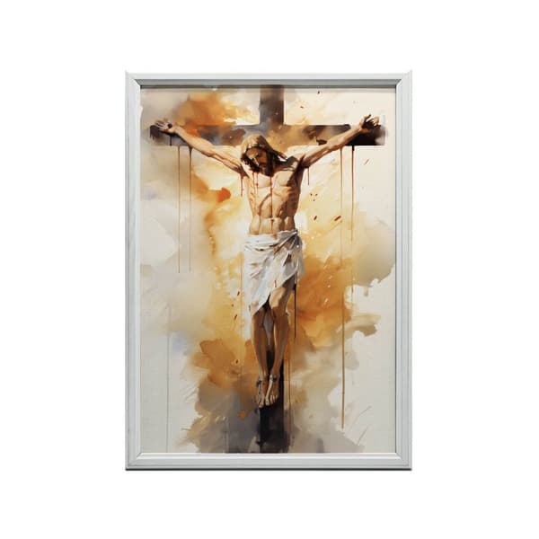 Kärlek på korset - Jesus som dör på korset Kärlek på korset - Jesus som dör på korset, 60x90 cm, ram i guld aluminium, 230 gsm matt papper