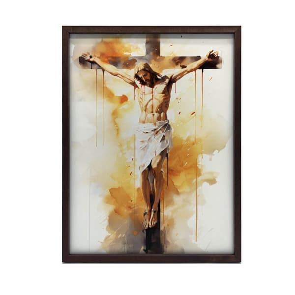 Kärlek på korset - Jesus som dör på korset Kärlek på korset - Jesus som dör på korset, 60x90 cm, ram i guld aluminium, 230 gsm matt papper