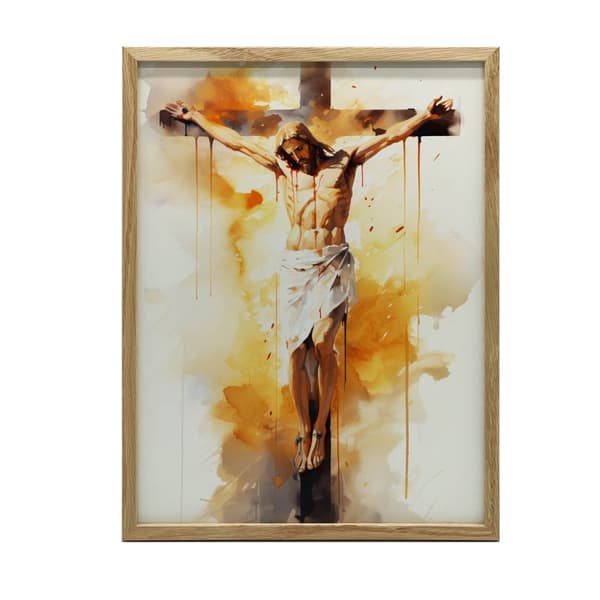 Kärlek på korset - Jesus som dör på korset Kärlek på korset - Jesus som dör på korset, 60x90 cm, ram i guld aluminium, 230 gsm matt papper