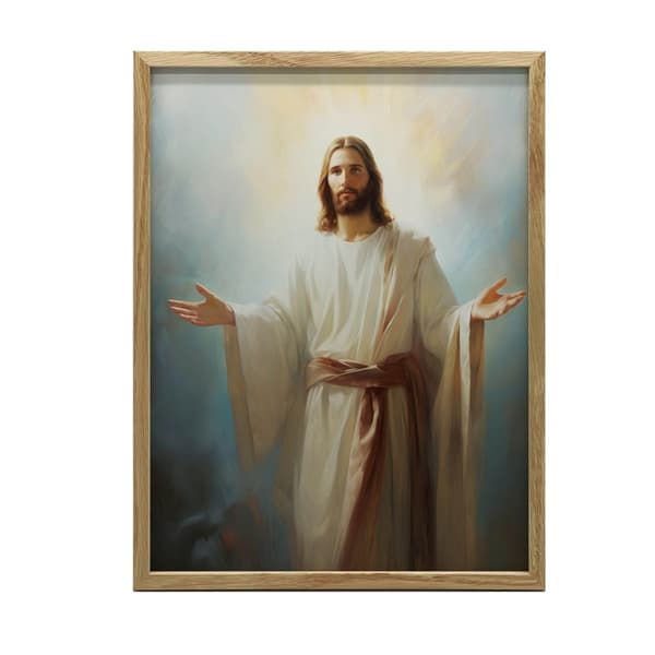 Light of Hope - Jesus Light of Hope - Jesus, 30x40 cm, mørkebrun træramme, 230 gsm mat papir