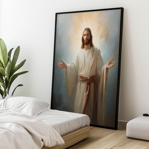 Light of Hope - Jesus Light of Hope - Jesus, 70x100 cm, guld aluminiumsramme, 230 gsm mat papir