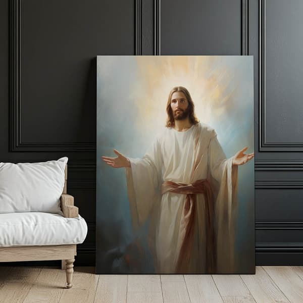 Light of Hope - Jesus Light of Hope - Jesus, 70x100 cm, guld aluminiumsramme, 230 gsm mat papir