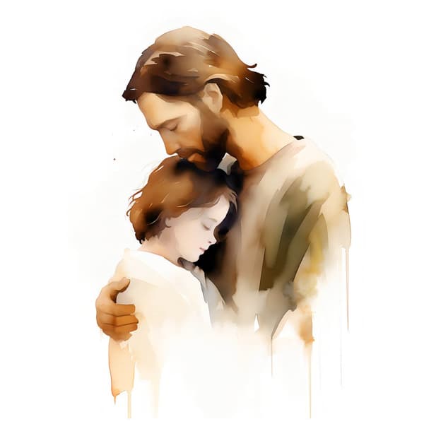 Divine Love - Jesus Hugging a Boy Divine Love - Jesus Hugging a Boy, 70x100 cm, uindrammet, 230 gsm mat papir