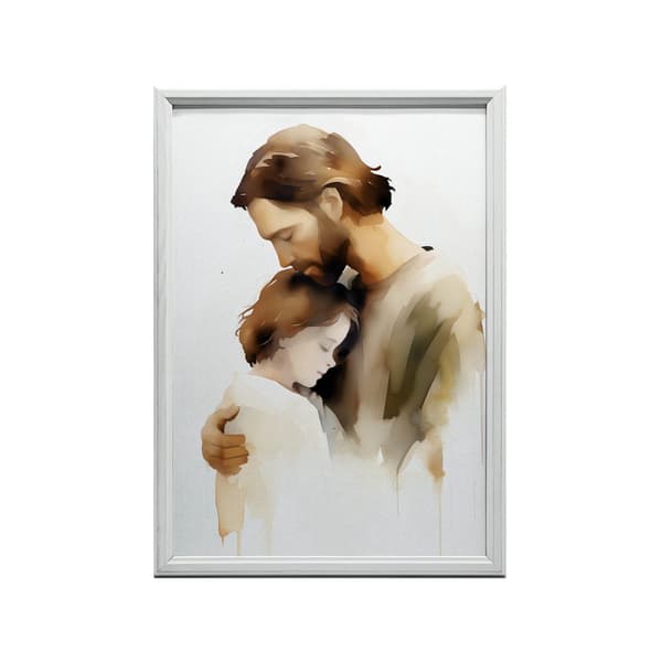 Jumalallinen rakkaus - Jeesus halaa poikaa Jumalainen rakkaus - Jeesus halaa poikaa, 50x70 cm, vaalea tammipuurunko, 230 gsm mattapaperi