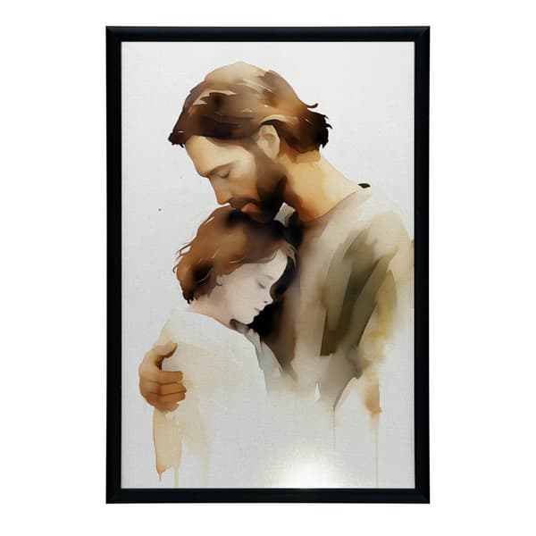Jumalallinen rakkaus - Jeesus halaa poikaa Jumalainen rakkaus - Jeesus halaa poikaa, 50x70 cm, vaalea tammipuurunko, 230 gsm mattapaperi