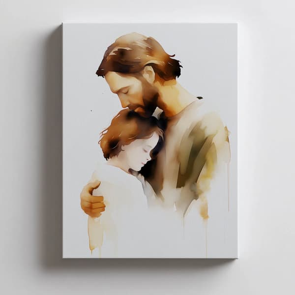 Divine Love - Jesus Hugging a Boy Divine Love - Jesus Hugging a Boy, 60x90 cm, guld aluminiumram, 230 gsm matt papper