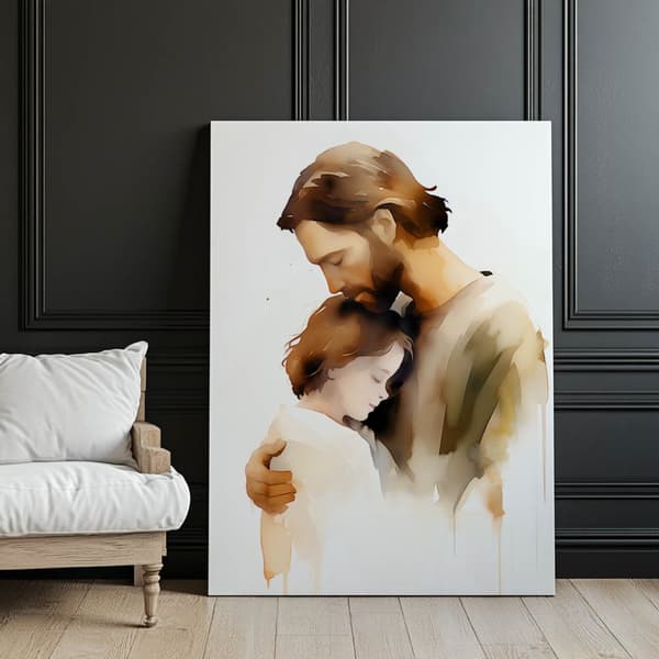 Divine Love - Jesus Hugging a Boy Divine Love - Jesus Hugging a Boy, 60x90 cm, guld aluminiumram, 230 gsm matt papper