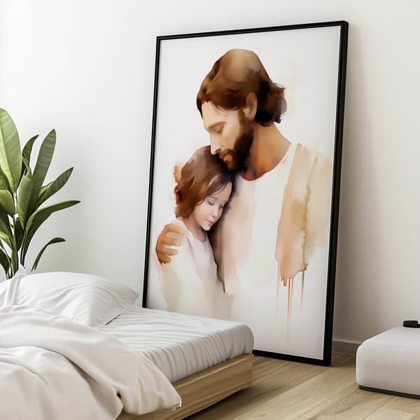 Jesus' Care Jesus' Care, 50x70 cm, sort aluminiumsramme, 230 gsm mat papir