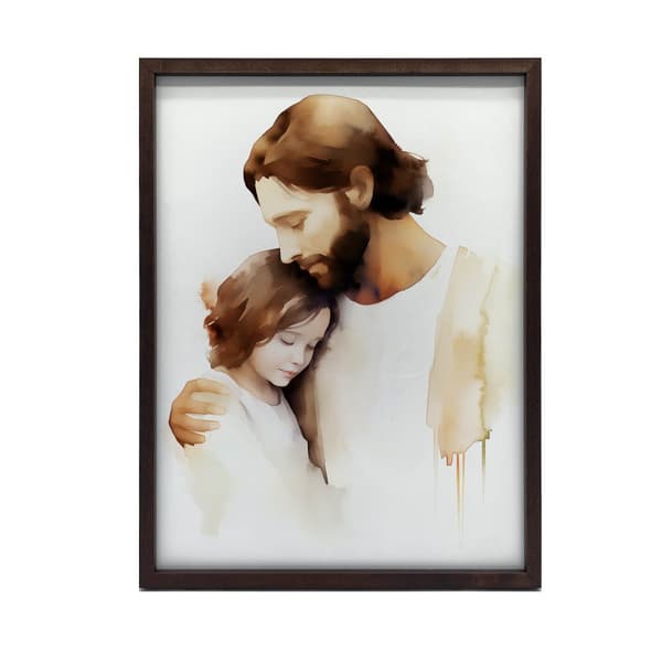 Jesus' Care Jesus' Care, 70x100 cm, mørkebrun træramme, 230 gsm mat papir