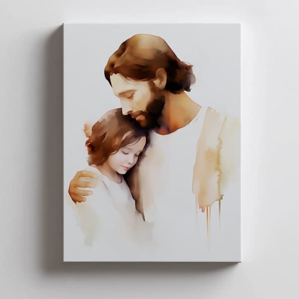 Jesus' Care Jesus' Care, 70x100 cm, uindrammet, premium lærred på båre