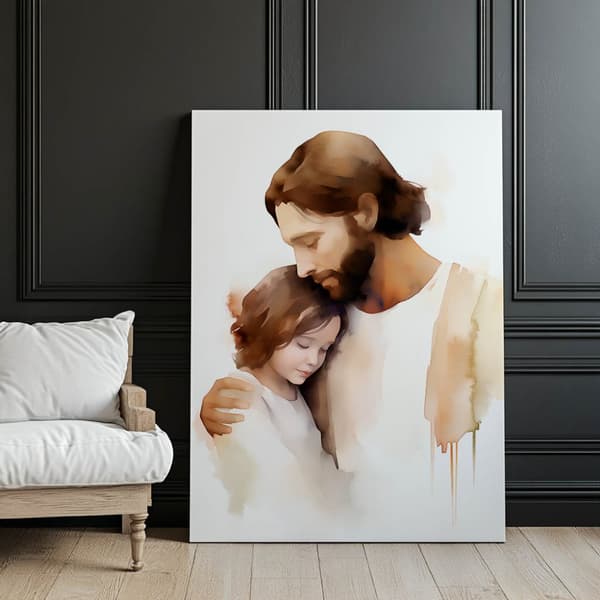 Jesus' Care Jesus' Care, 70x100 cm, uindrammet, premium lærred på båre