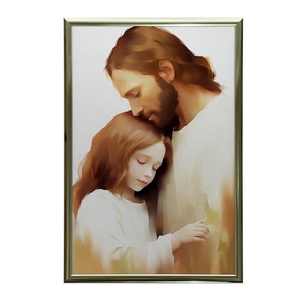Embraces of Love - Jesus and the Girl Embraces of Love - Jesus and the Girl, 60x90 cm, sort aluminiumsramme, 230 gsm mat papir