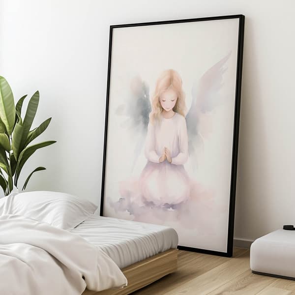 Heavenly Angel Smile Heavenly Angel Smile, 50x70 cm, mørkebrun træramme, 230 gsm mat papir