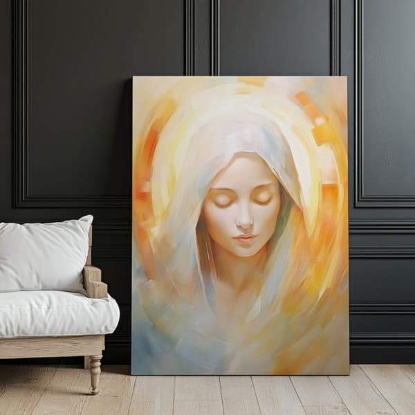 Äidin jumalallinen läsnäolo - Maria Äidin jumalallinen läsnäolo - Maria, 70x100 cm, tummanruskea puukehys, 230 gsm mattapaperi