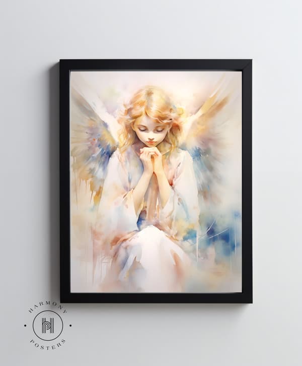 Angel of Prayer Angel of Prayer, 70x100 cm, mørkebrun træramme, 230 gsm mat papir