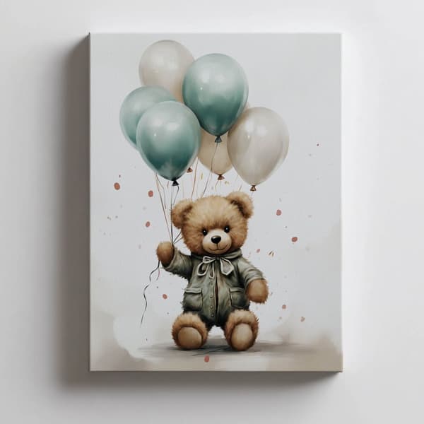 Teddy Bear Balloon World Teddy Bear Balloon World, 30x40 cm, uindrammet, premium lærred på båre