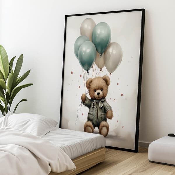 Teddy Bear Balloon World Teddy Bear Balloon World, 30x40 cm, uindrammet, premium lærred på båre