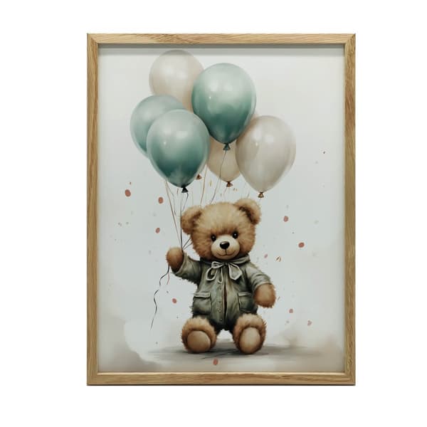 Teddy Bear Balloon World Teddy Bear Balloon World, 30x40 cm, uindrammet, premium lærred på båre