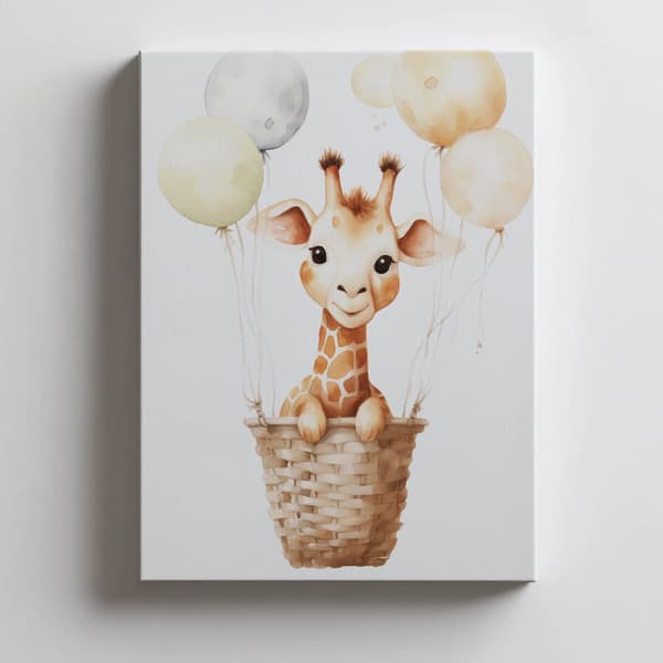 Giraffens glædelige rejse Giraffens glædelige rejse, 60x90 cm, guld aluminiumsramme, 230 gsm mat papir