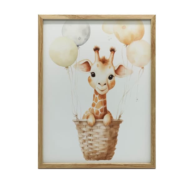 Giraffens glædelige rejse Giraffens glædelige rejse, 60x90 cm, guld aluminiumsramme, 230 gsm mat papir