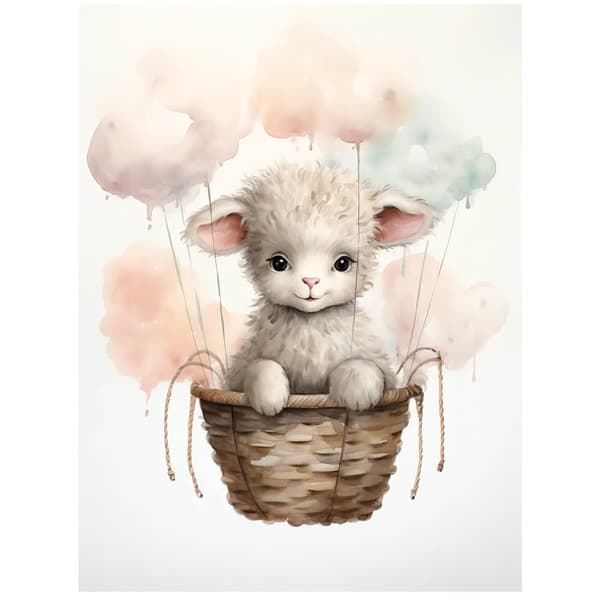 Sheep on a Cloud Walk Sheep on a Cloud Walk, 30x40 cm, guld aluminiumsramme, 230 gsm mat papir