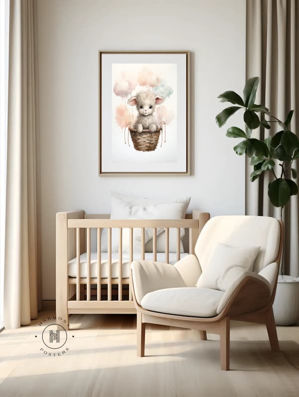 Sheep on a Cloud Walk Sheep on a Cloud Walk, 30x40 cm, guld aluminiumsramme, 230 gsm mat papir