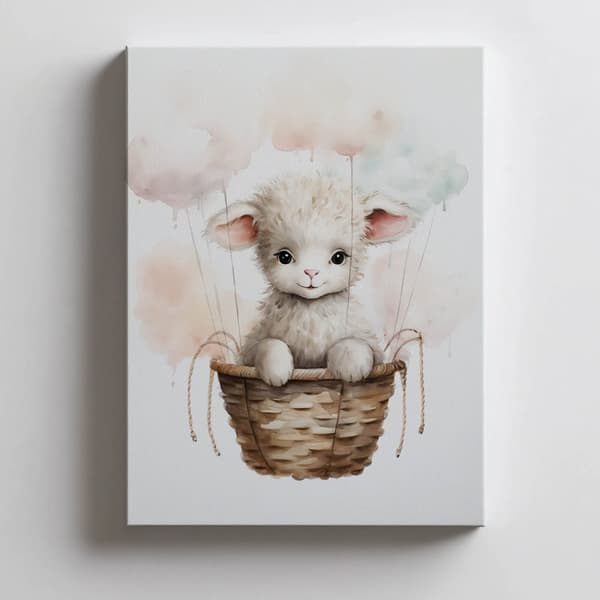 Sheep on a Cloud Walk Sheep on a Cloud Walk, 50x70 cm, mørkebrun træramme, 230 gsm mat papir