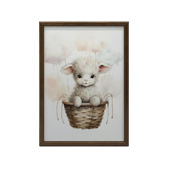 Sheep on a Cloud Walk Sheep on a Cloud Walk, 50x70 cm, mørkebrun træramme, 230 gsm mat papir