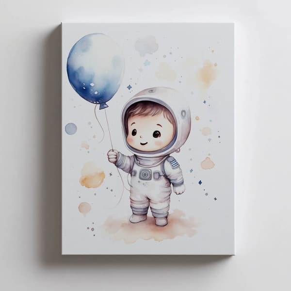 Rejse gennem stjernerne med en ballon i hånden Rejse gennem stjernerne med en ballon i hånden, 50x70 cm, sort aluminiumsramme, 230 gsm mat papir