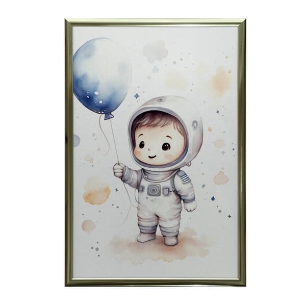 Rejse gennem stjernerne med en ballon i hånden Rejse gennem stjernerne med en ballon i hånden, 50x70 cm, sort aluminiumsramme, 230 gsm mat papir