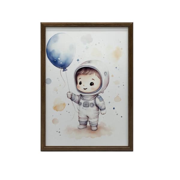 Rejse gennem stjernerne med en ballon i hånden Rejse gennem stjernerne med en ballon i hånden, 50x70 cm, sort aluminiumsramme, 230 gsm mat papir