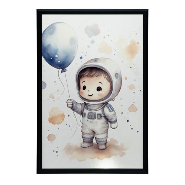 Rejse gennem stjernerne med en ballon i hånden Rejse gennem stjernerne med en ballon i hånden, 50x70 cm, sort aluminiumsramme, 230 gsm mat papir