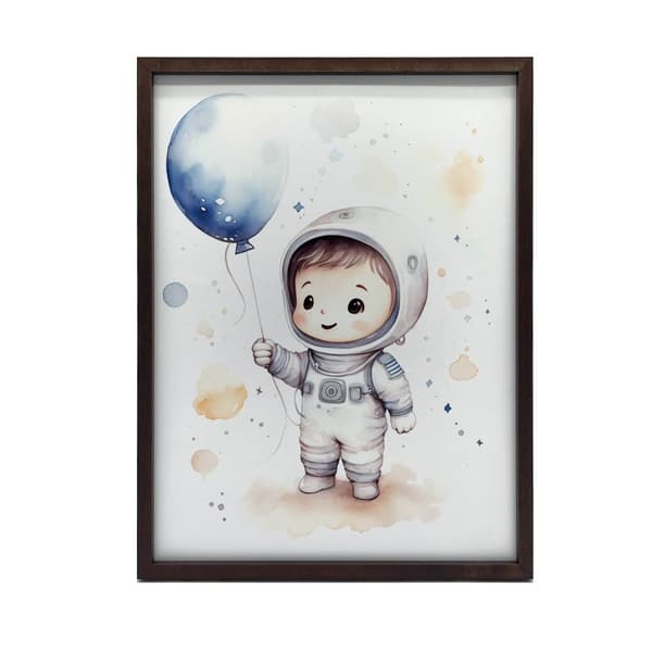 Rejse gennem stjernerne med en ballon i hånden Rejse gennem stjernerne med en ballon i hånden, 50x70 cm, sort aluminiumsramme, 230 gsm mat papir