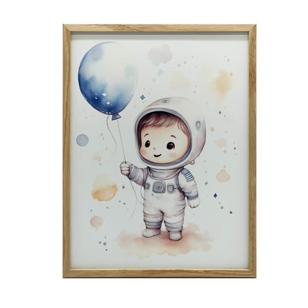 Rejse gennem stjernerne med en ballon i hånden Rejse gennem stjernerne med en ballon i hånden, 50x70 cm, sort aluminiumsramme, 230 gsm mat papir