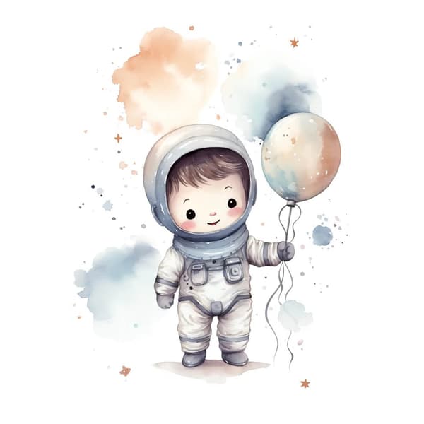 Universe Explorer med ballon Universe Explorer med ballon, 30x40 cm, mørkebrun træramme, 230 gsm mat papir