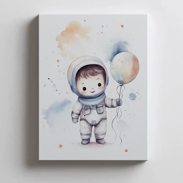 Universe Explorer med ballon Universe Explorer med ballon, 30x40 cm, mørkebrun træramme, 230 gsm mat papir