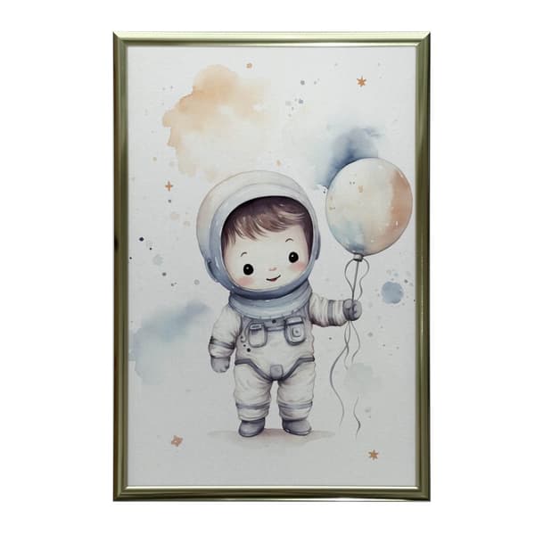 Universe Explorer med ballon Universe Explorer med ballon, 30x40 cm, mørkebrun træramme, 230 gsm mat papir