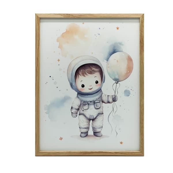Universe Explorer med ballon Universe Explorer med ballon, 30x40 cm, mørkebrun træramme, 230 gsm mat papir