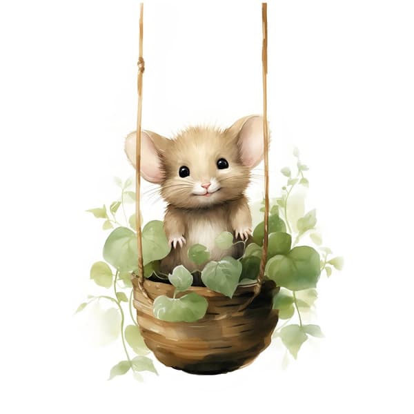 Mouse on a Swing Mouse on a Swing, 70x100 cm, svart aluminiumram, 230 gsm matt papper