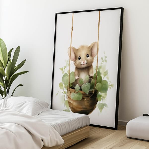 Mouse on a Swing Mouse on a Swing, 70x100 cm, svart aluminiumram, 230 gsm matt papper