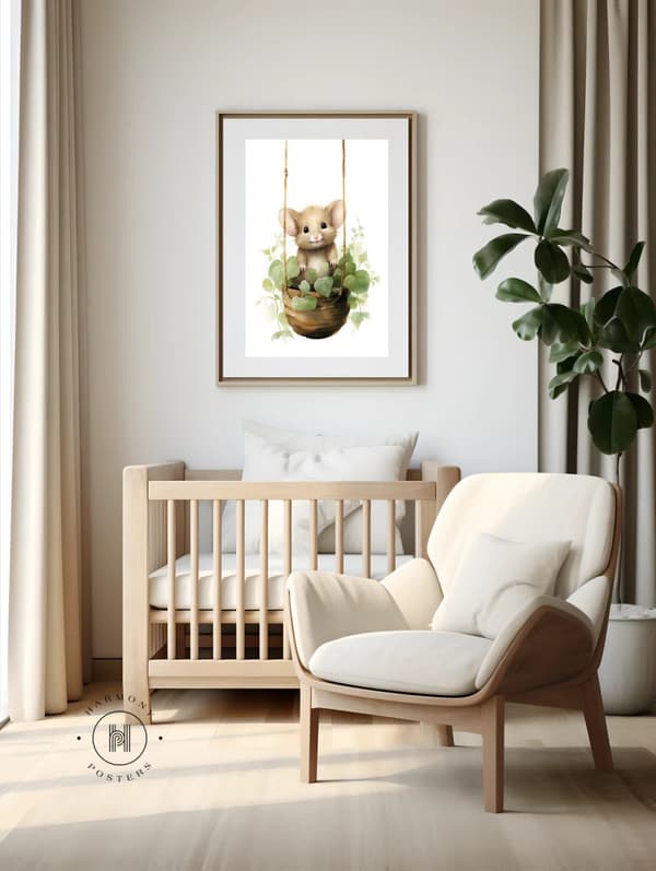 Mouse on a Swing Mouse on a Swing, 70x100 cm, svart aluminiumram, 230 gsm matt papper