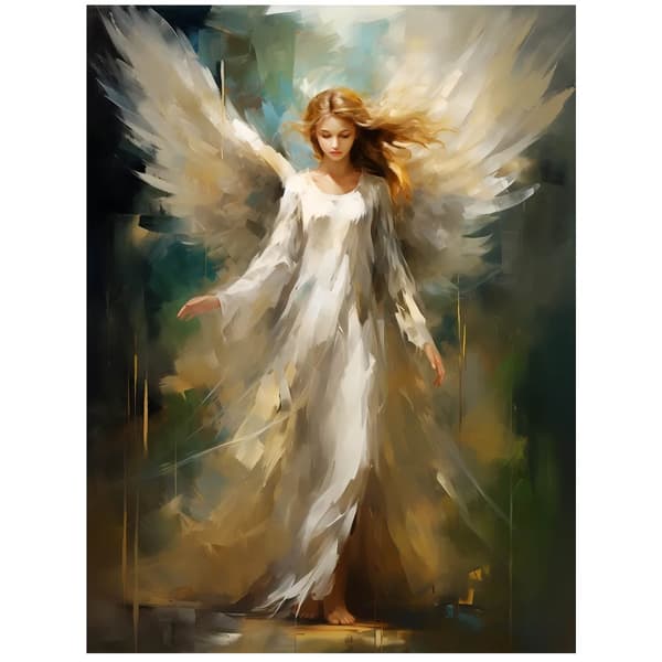 Skytsengel i Emerald Space Skytsengel i Emerald Space, 70x100 cm, guld aluminiumsramme, 230 gsm mat papir