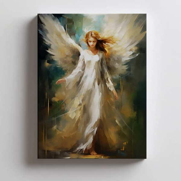 Skytsengel i Emerald Space Skytsengel i Emerald Space, 70x100 cm, guld aluminiumsramme, 230 gsm mat papir
